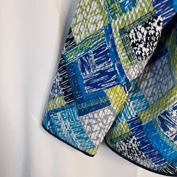 Alfred Dunner Petite Blue Patchwork Quilted Open Front Jacket Blazer Size 16P - Picture 5 of 10